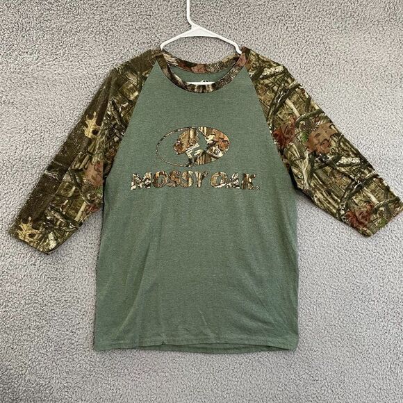 Mossy Oak Green Men M‎ Realtree Camo Raglan Tee - Picture 1 of 7